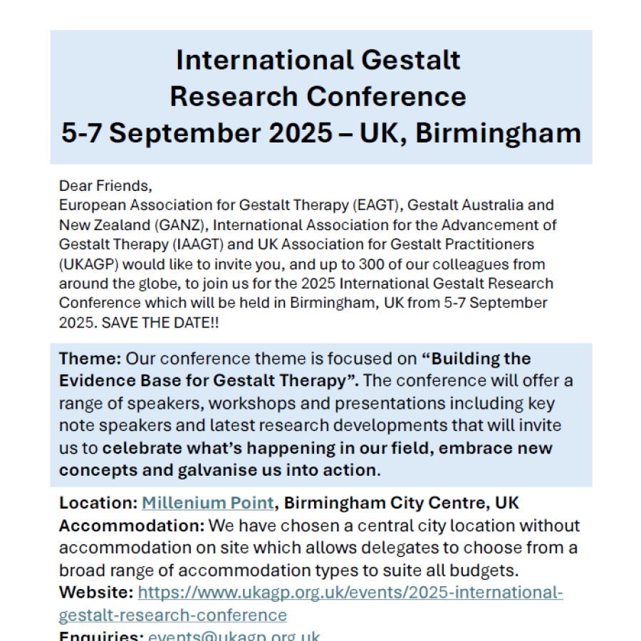 International Gestalt Research Conference 5-7 September 2025